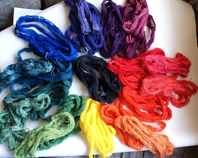 dyed skeins