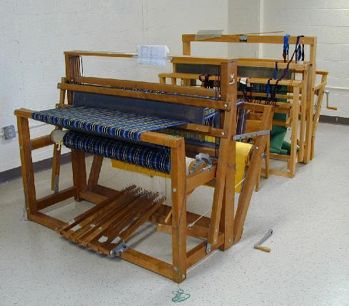 plaid fabric on a loom